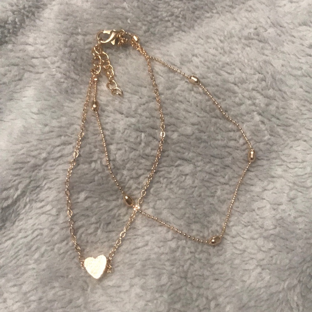 Boho Heart Gold tone 2 anklet set - Picture 3 of 3